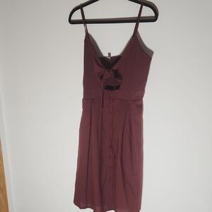 Burgundy Button-Down Dress